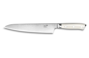 Нож поварской Шеф Deglon Дамаск 67 кованый 20 см, ручка белый пластик (кориан)